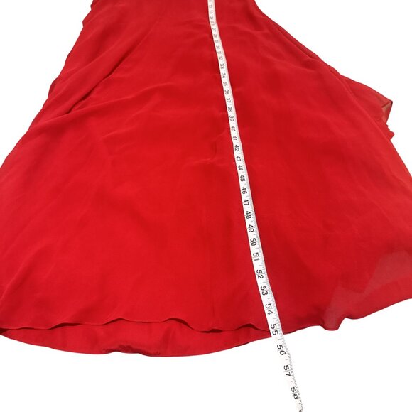 Vintage Féraud Womens Red 100% Silk Beaded Sleeveless Halter Long Dress Size 6 - Picture 10 of 10